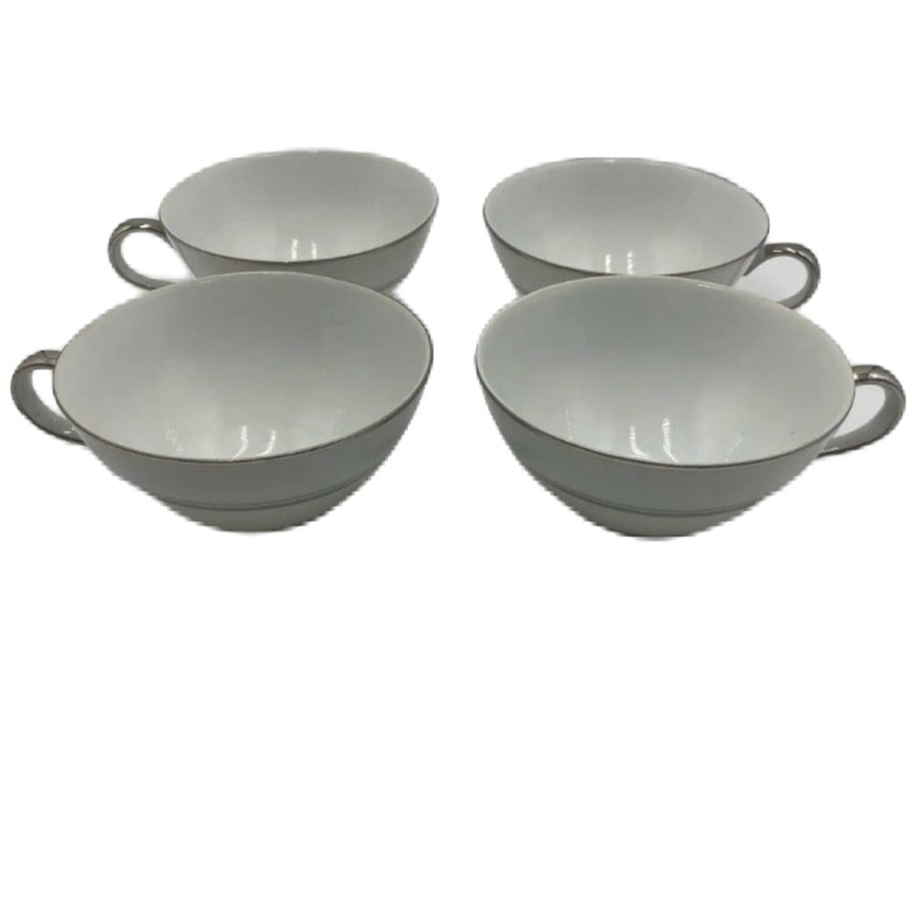 Vintage Victoria Fine China From Japan Set of 4 Tea Coffee Cups White Porcelain